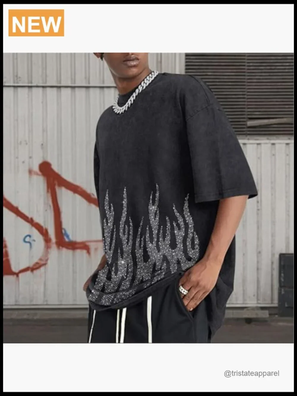 Oversized Rhinestone Graphic Tee Y2K Streetwear T-Shirt